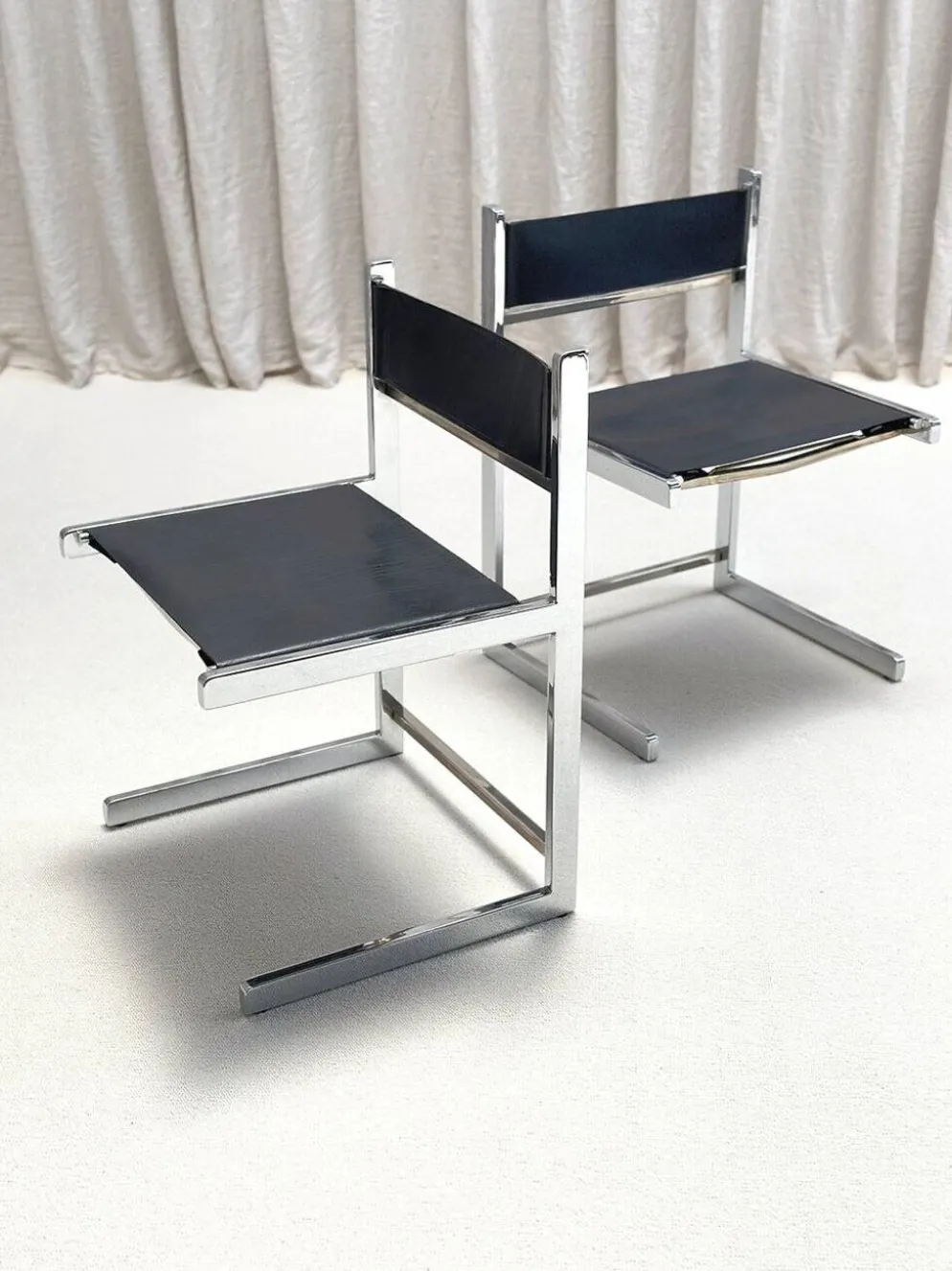 Brutalist chrome dining set by Sigma Furniture, Deinze, Belgium, 1960s.