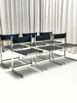 Brutalist chrome dining set by Sigma Furniture, Deinze, Belgium, 1960s.