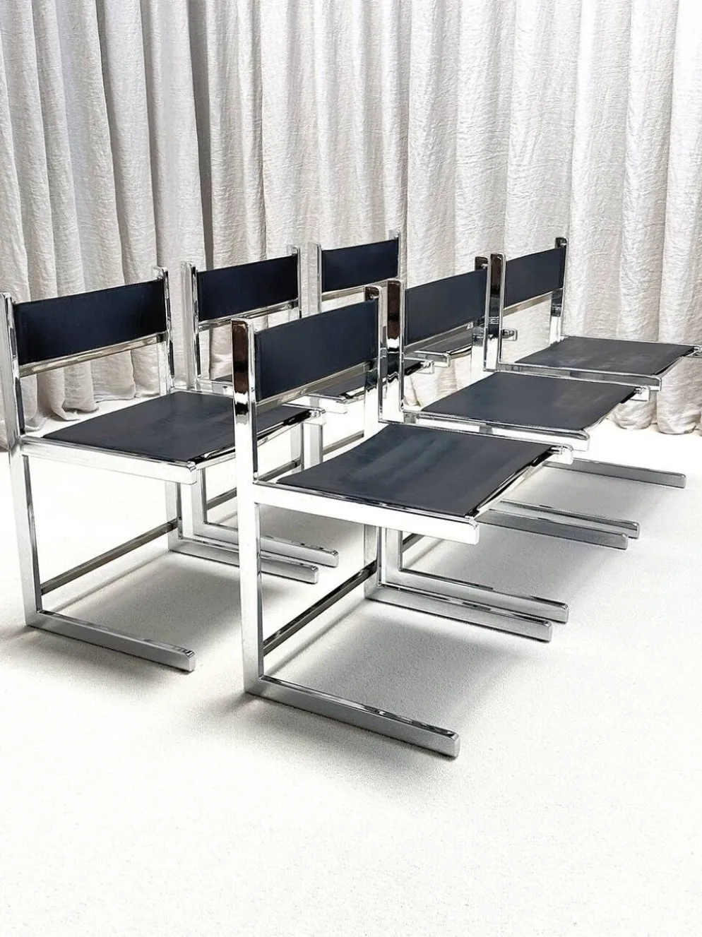 Brutalist chrome dining set by Sigma Furniture, Deinze, Belgium, 1960s.