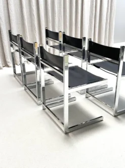 Brutalist chrome dining set by Sigma Furniture, Deinze, Belgium, 1960s.