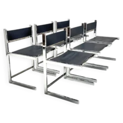 Brutalist chrome dining set by Sigma Furniture, Deinze, Belgium, 1960s.