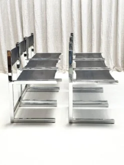 Brutalist chrome dining set by Sigma Furniture, Deinze, Belgium, 1960s.