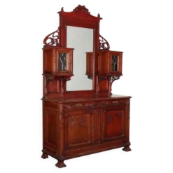 Buffet ancien Art nouveau en noyer avec décorations, Italie, XIXe siècle