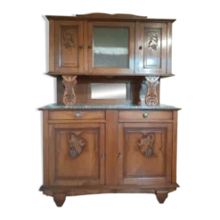 Buffet ancien deux corps en bois sculpté - plateau marbre - très bel état