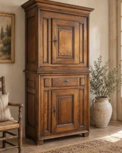 Buffet ancien deux corps en noyer 1800