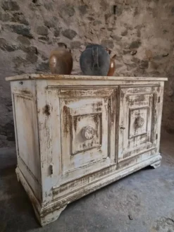 Buffet ancien français en pin avec patine vieillie, vers 1870–1900