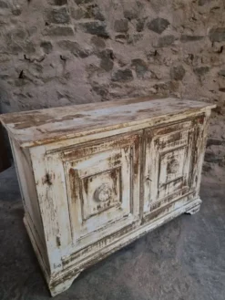 Buffet ancien français en pin avec patine vieillie, vers 1870–1900