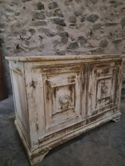 Buffet ancien français en pin avec patine vieillie, vers 1870–1900