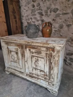 Buffet ancien français en pin avec patine vieillie, vers 1870–1900
