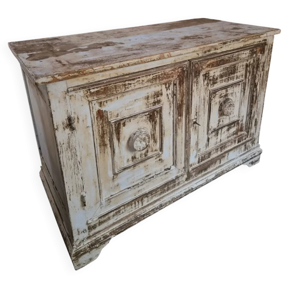 Buffet ancien français en pin avec patine vieillie, vers 1870–1900