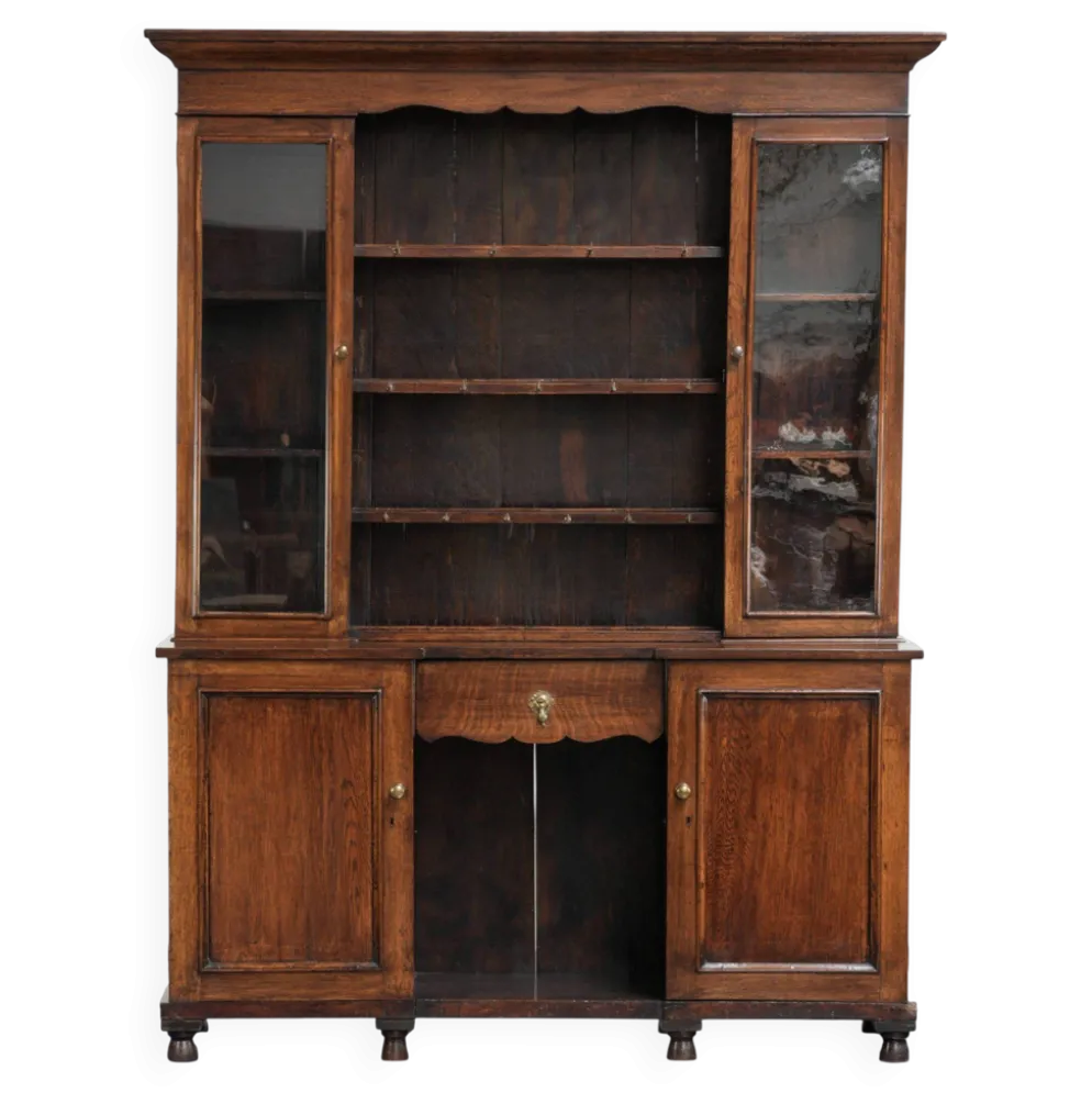 Buffet anglais antique du XVIIIe siècle avec verre d'origine.