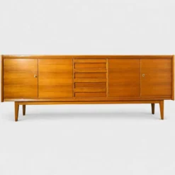 Buffet architectural moderne du milieu du siècle en Okoumé de première qualité.