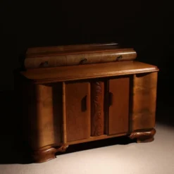 Buffet Art Déco avec superstructure en chêne et noyer | Allemagne années 1920