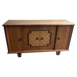 Buffet Art déco en chêne avec portes géométriques, années 1940