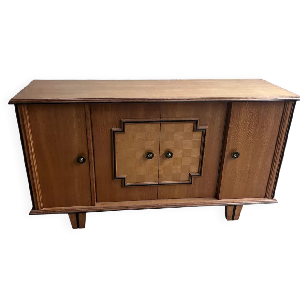 Buffet Art déco en chêne avec portes géométriques, années 1940