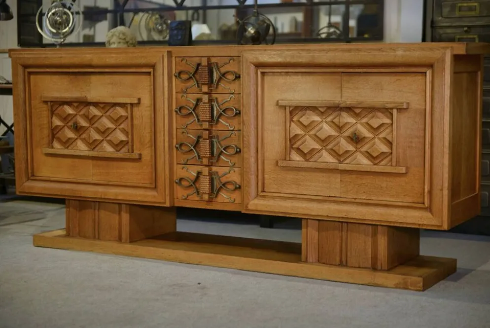 Buffet Art Déco en chêne et ferronnerie par Léon et Maurice Jallot 1940’s