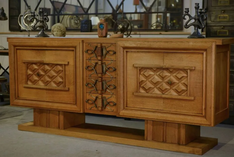 Buffet Art Déco en chêne et ferronnerie par Léon et Maurice Jallot 1940’s