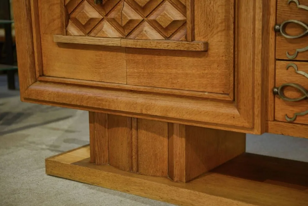 Buffet Art Déco en chêne et ferronnerie par Léon et Maurice Jallot 1940’s