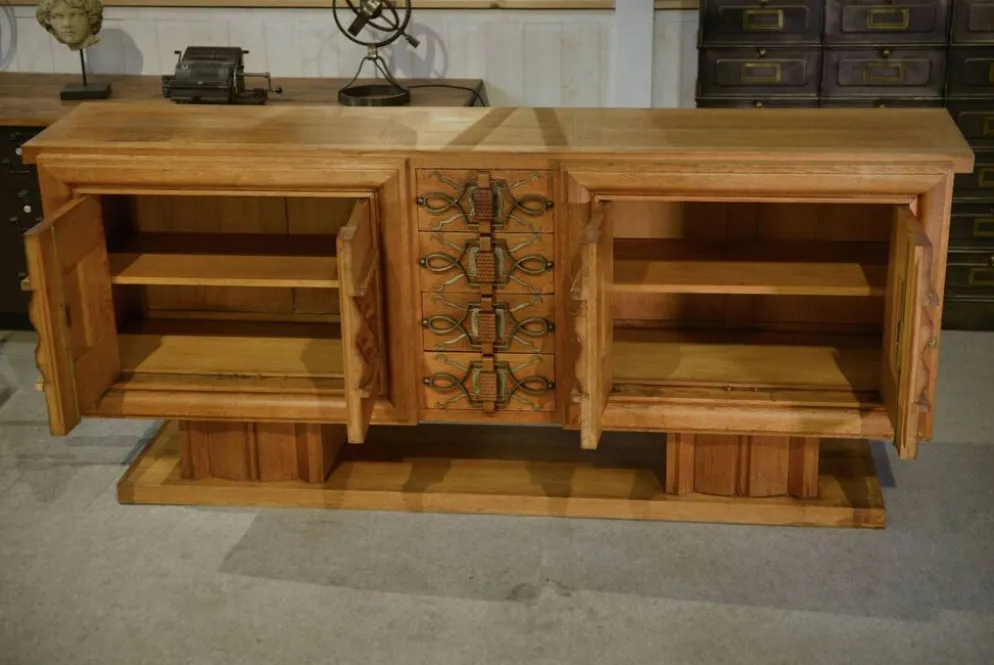 Buffet Art Déco en chêne et ferronnerie par Léon et Maurice Jallot 1940’s