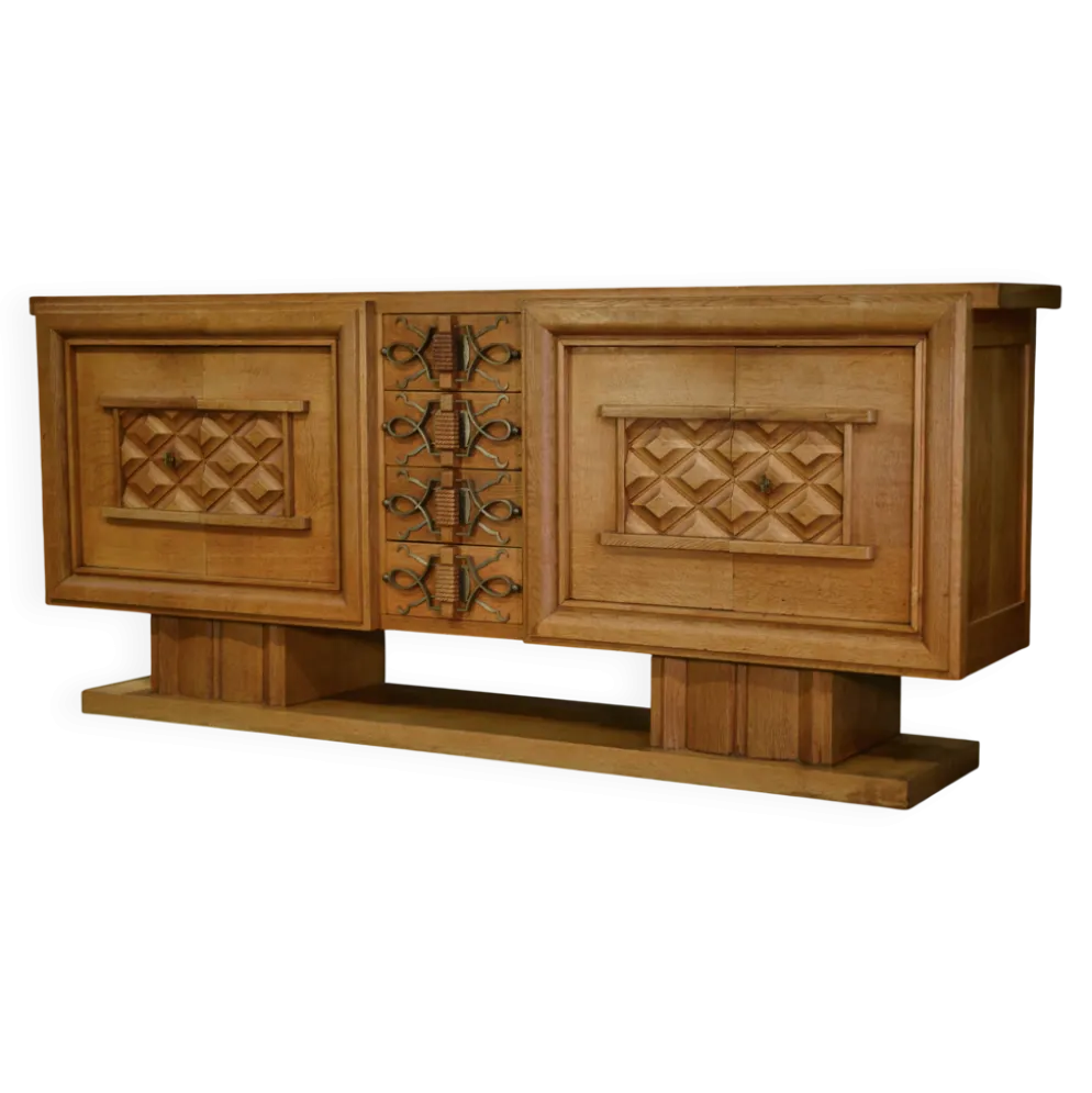 Buffet Art Déco en chêne et ferronnerie par Léon et Maurice Jallot 1940’s