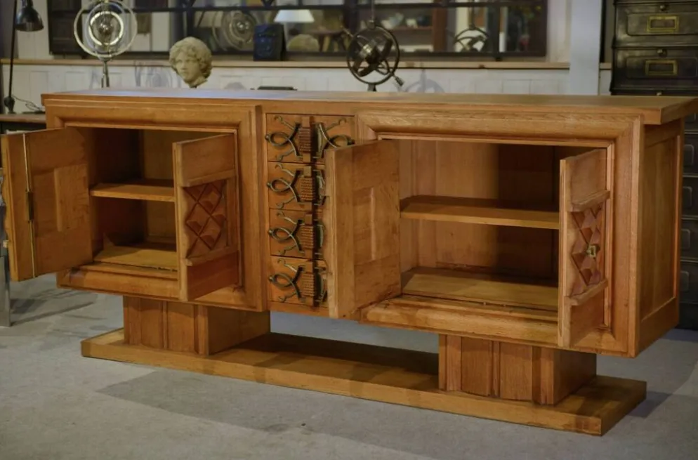 Buffet Art Déco en chêne et ferronnerie par Léon et Maurice Jallot 1940’s