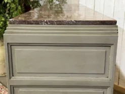 Buffet Art déco en noyer, chêne et dessus marbre