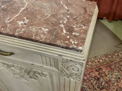 Buffet Art déco en noyer, chêne et dessus marbre
