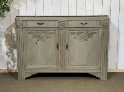 Buffet Art déco en noyer, chêne et dessus marbre