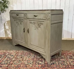 Buffet Art déco en noyer, chêne et dessus marbre