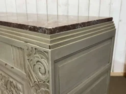 Buffet Art déco en noyer, chêne et dessus marbre