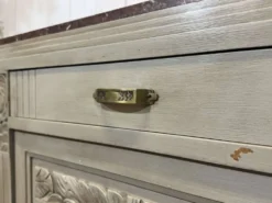 Buffet Art déco en noyer, chêne et dessus marbre