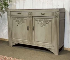 Buffet Art déco en noyer, chêne et dessus marbre