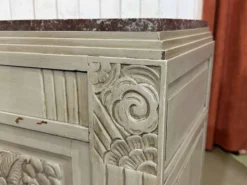 Buffet Art déco en noyer, chêne et dessus marbre