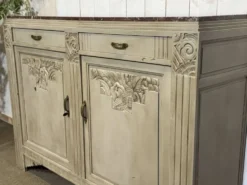 Buffet Art déco en noyer, chêne et dessus marbre