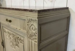 Buffet Art déco en noyer, chêne et dessus marbre