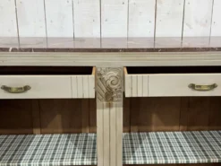 Buffet Art déco en noyer, chêne et dessus marbre