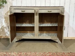 Buffet Art déco en noyer, chêne et dessus marbre
