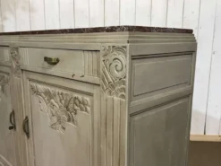 Buffet Art déco en noyer, chêne et dessus marbre