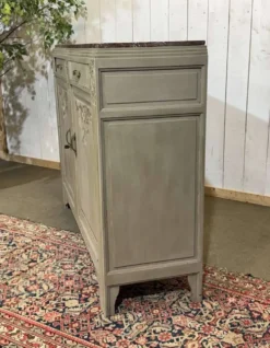 Buffet Art déco en noyer, chêne et dessus marbre