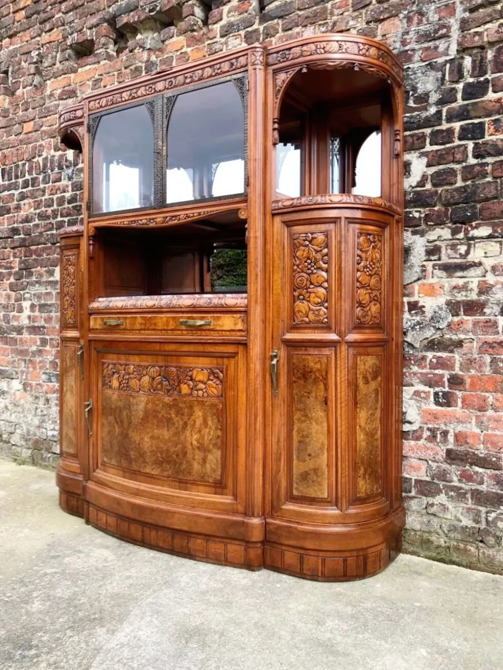 Buffet art déco plateau marbre, meuble vaisselier ancien