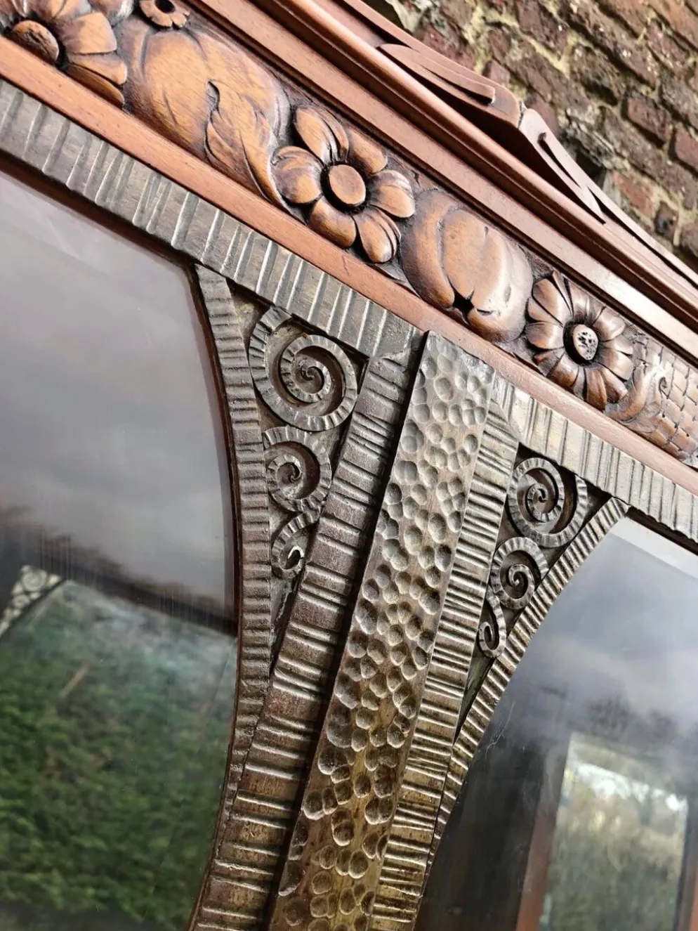 Buffet art déco plateau marbre, meuble vaisselier ancien