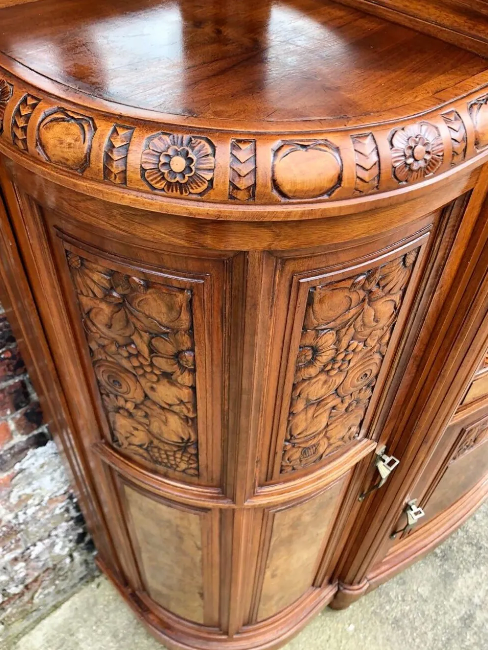 Buffet art déco plateau marbre, meuble vaisselier ancien