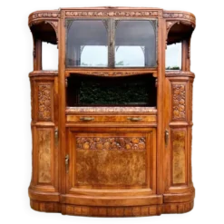 Buffet art déco plateau marbre, meuble vaisselier ancien