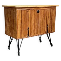 Buffet bar vintage en rotin