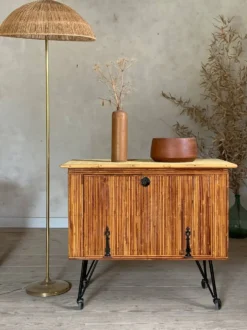 Buffet bar vintage en rotin