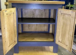 Buffet bas en chêne massif relooké – Style Campagne Chic / Moderne