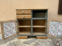 Buffet bas Mado rénové vert Galane et bois