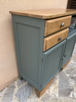 Buffet bas Mado rénové vert Galane et bois