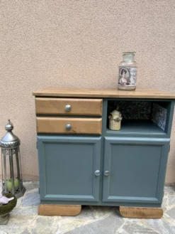 Buffet bas Mado rénové vert Galane et bois