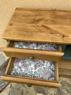 Buffet bas Mado rénové vert Galane et bois